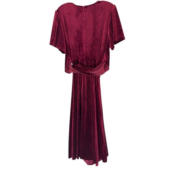Ivy City Co. Red Holiday Christmas Party Festive Velvet Midi Dress Medium - Picture 7 of 12